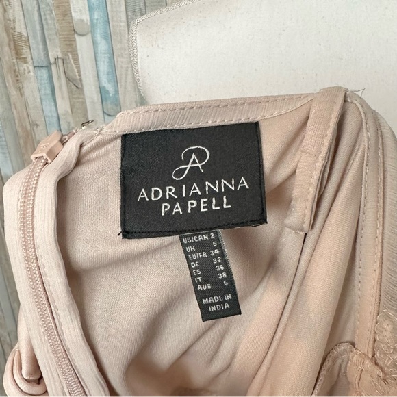 Adrianna Papell 2 Blush Embellished Beaded Bodice Chiffon Flared Dress Bhldn - Picture 9 of 9